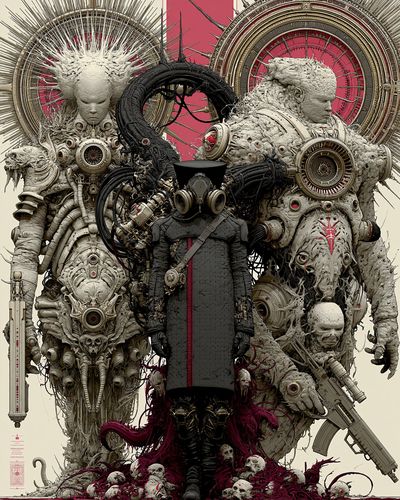 Surreal Cyberpunk Guardians Print.