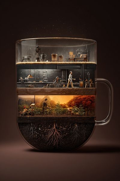 Layered Coffee Garden Illustration Poster. poster print