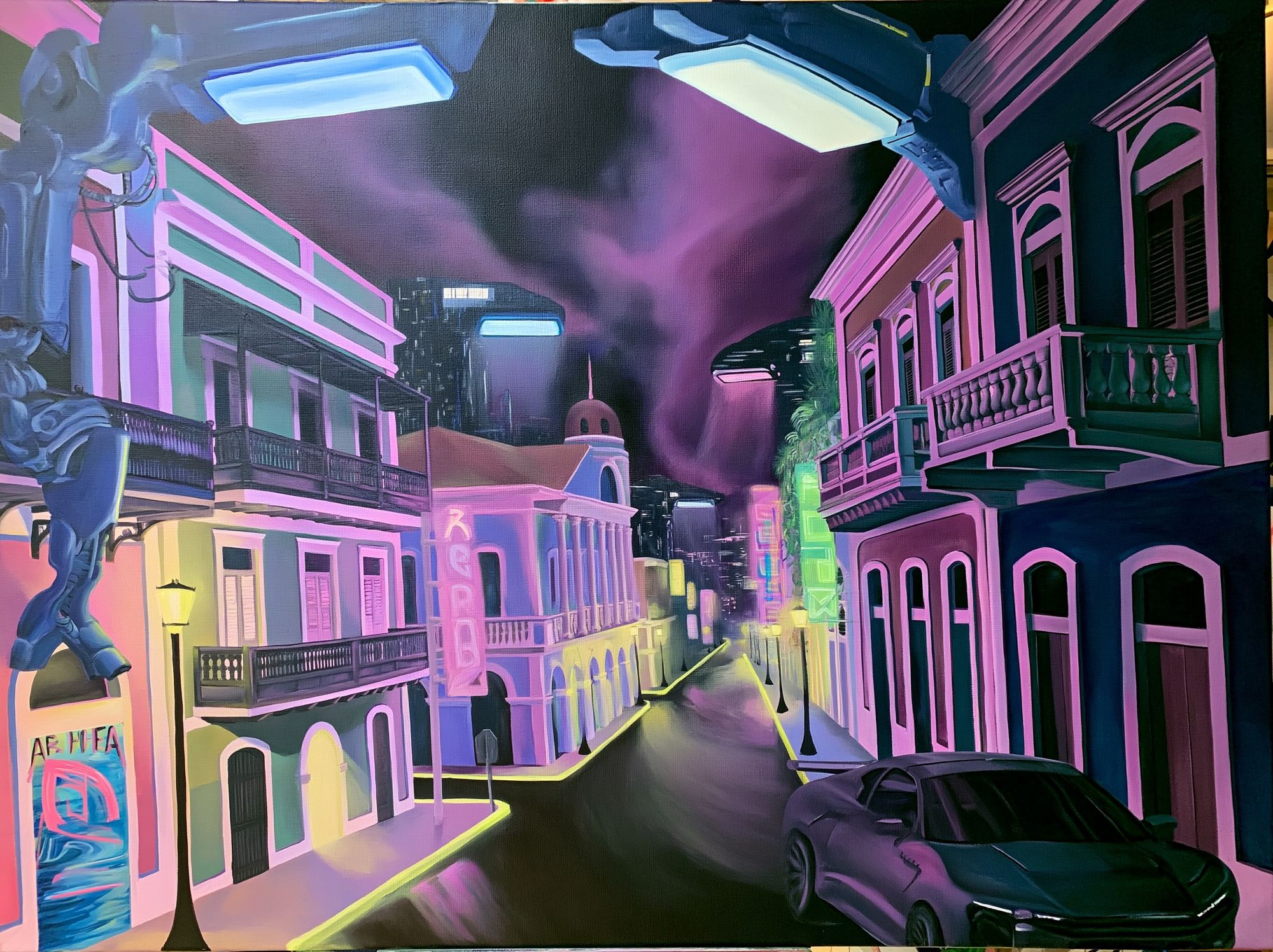 Neon Caribbean Street Poster. poster detail
