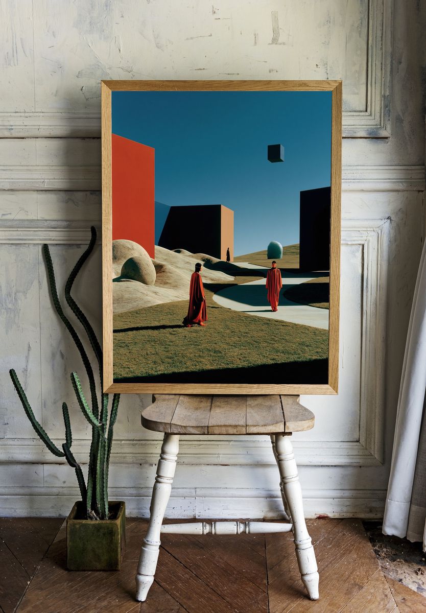 Surreal Desert Geometry Print. — room view 1