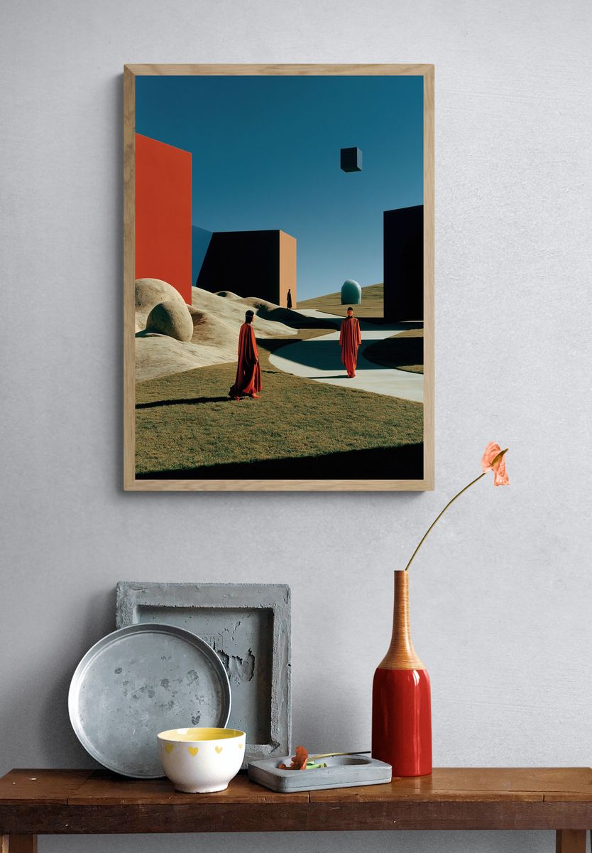Surreal Desert Geometry Print. — room view 3