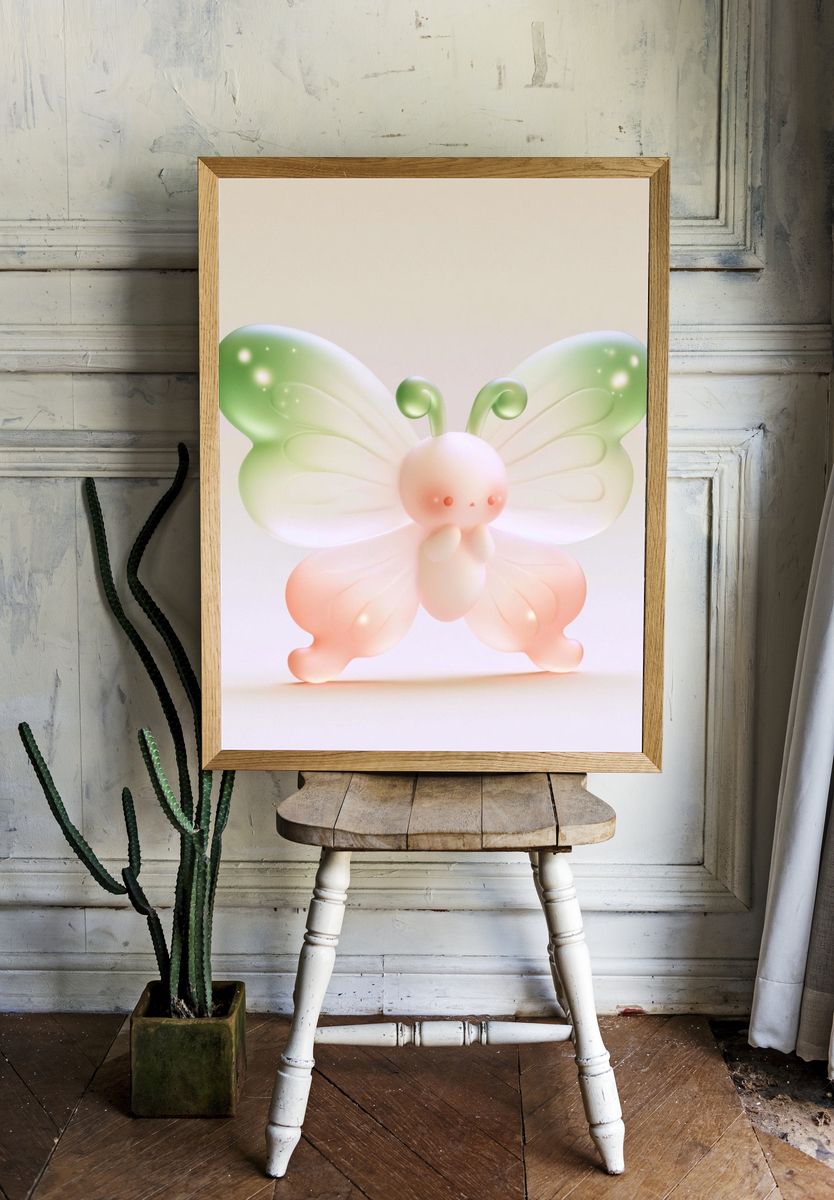 Pastel Butterfly Illustration Poster. — room view 1