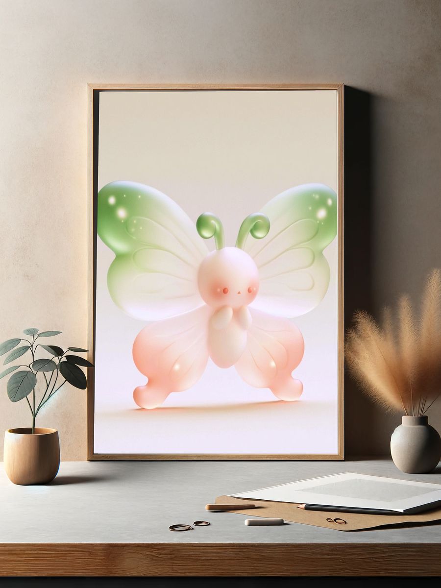 Pastel Butterfly Illustration Poster. — room view 2