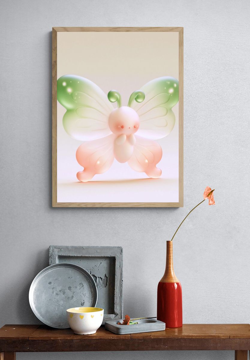 Pastel Butterfly Illustration Poster. — room view 3