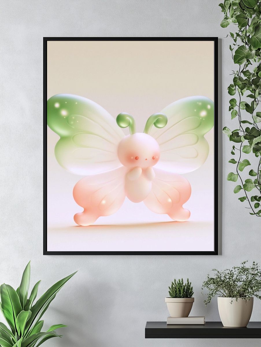 Pastel Butterfly Illustration Poster. — room view 4