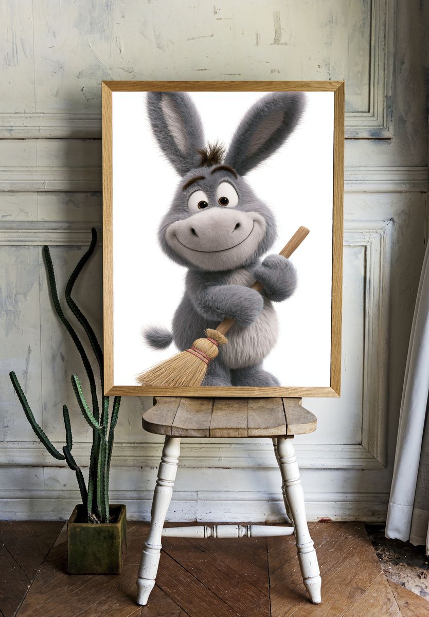 Cute Donkey Character Illustration Poster. — room view 1