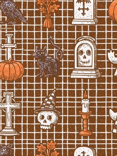 Halloween Pattern Illustration Poster.