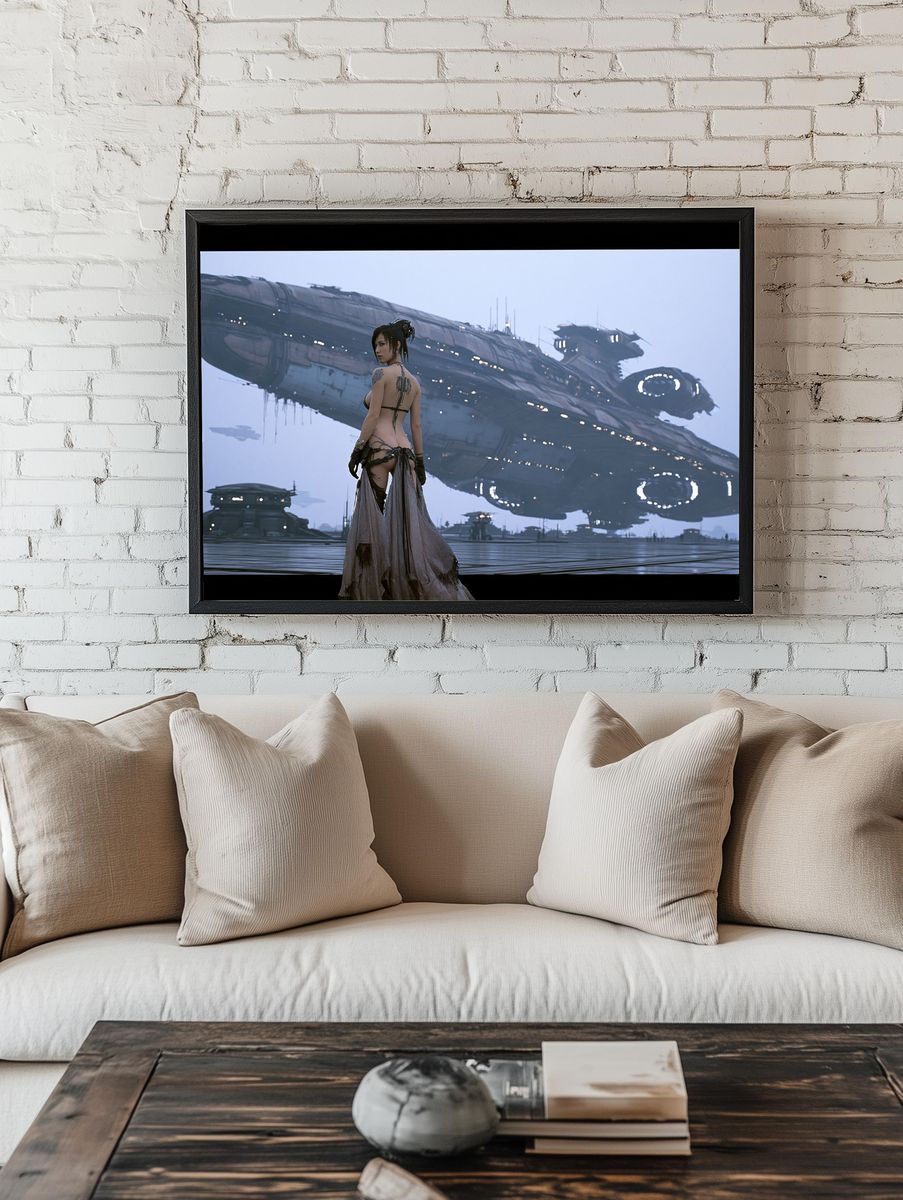Sci-Fi Woman and Starship Poster. room preview
