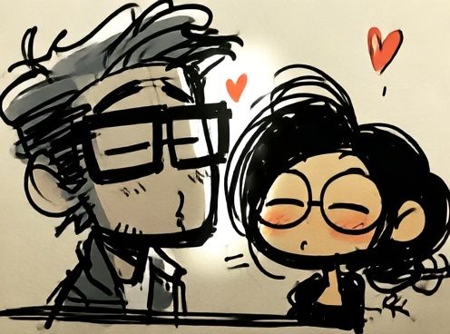 Cute Couple Love Illustration Poster. poster detail