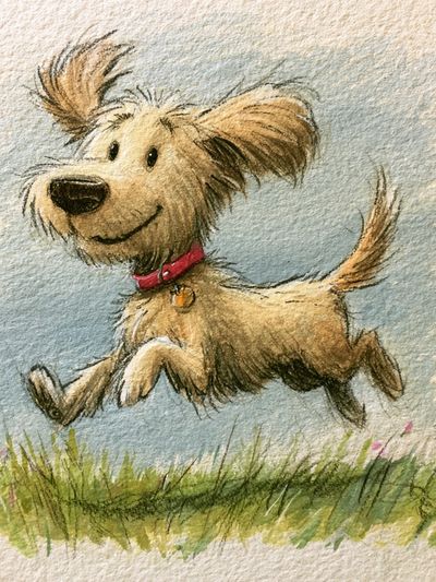 Playful Dog Watercolor Poster. poster print