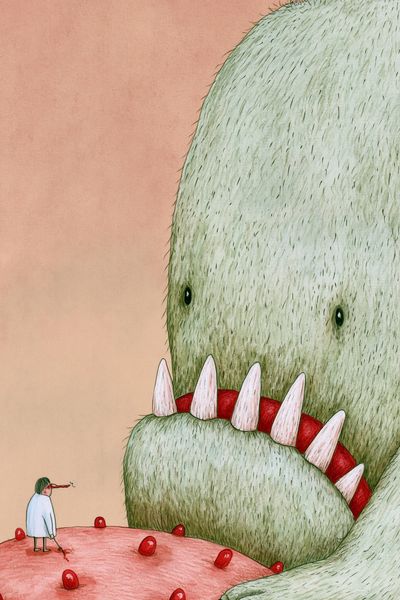 Monster Encounter Surrealism Print. poster