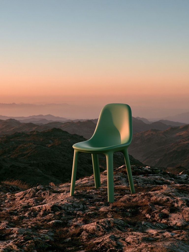 Solitary Chair at Sunset Print. poster detail