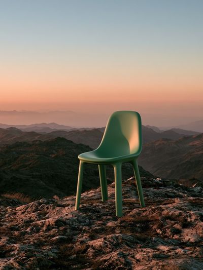 Solitary Chair at Sunset Print. poster