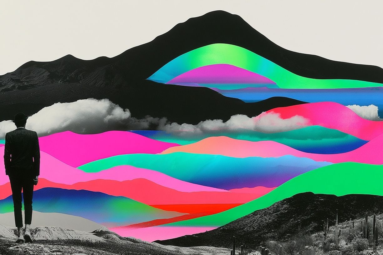 Neon Desert Dreamscape Poster. poster — illustration art