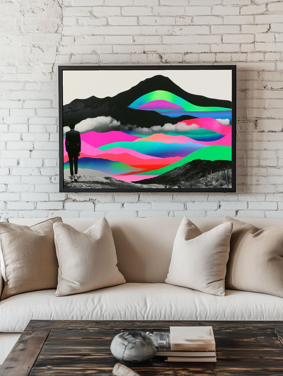 Neon Desert Dreamscape Poster. — room view 1