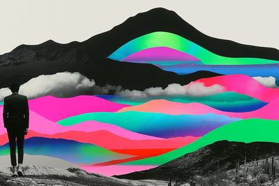 Neon Desert Dreamscape Poster. poster