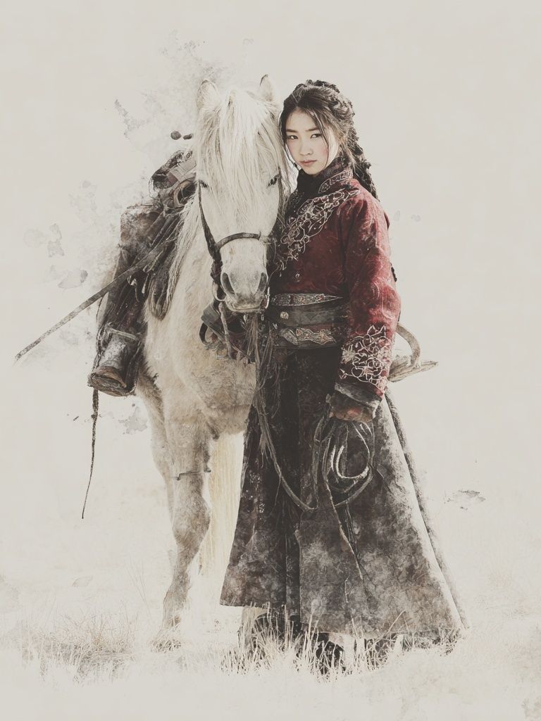 Horse and Woman Watercolor Print. poster detail