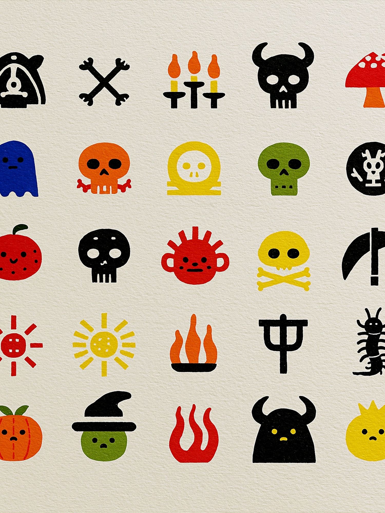 Cute Halloween Icons Typography Print. poster — illustration art
