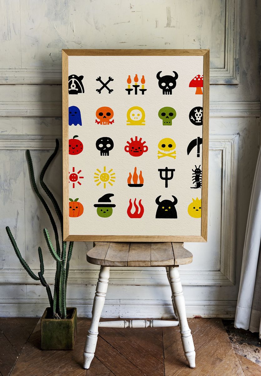 Cute Halloween Icons Typography Print. — room view 1
