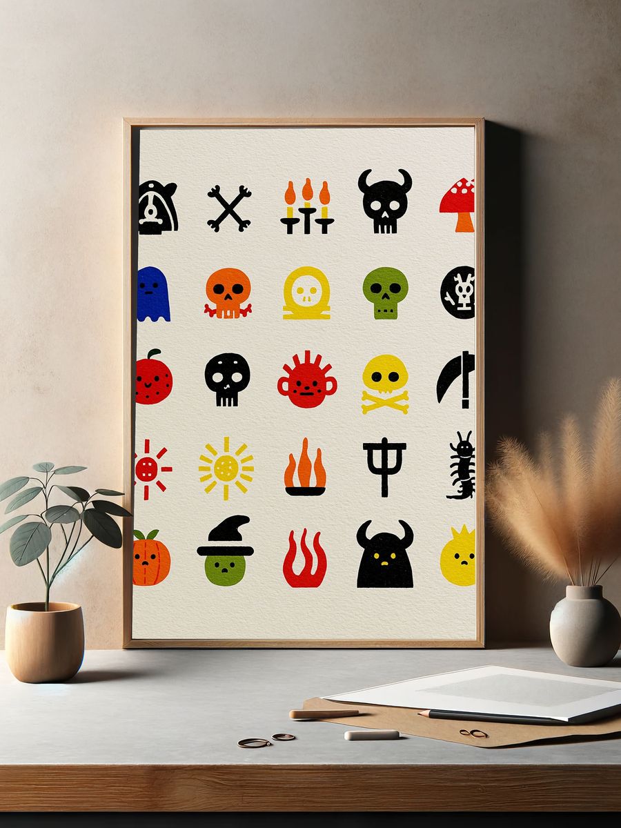 Cute Halloween Icons Typography Print. — room view 2