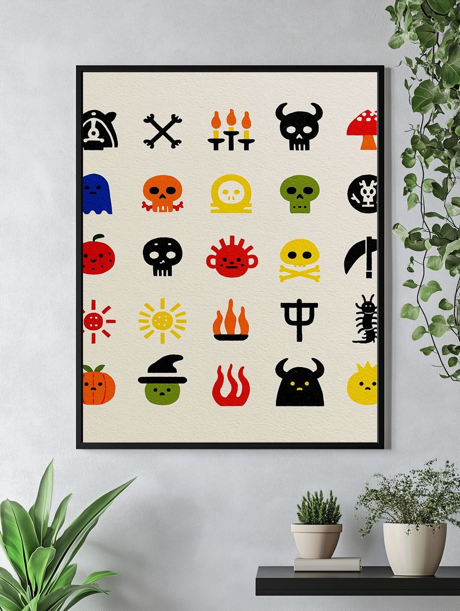 Cute Halloween Icons Typography Print. — room view 4
