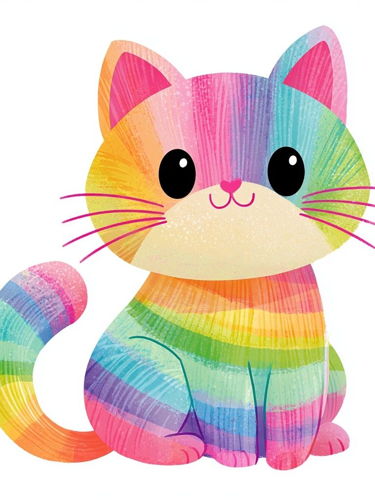 Rainbow Cat Illustration Poster. poster detail