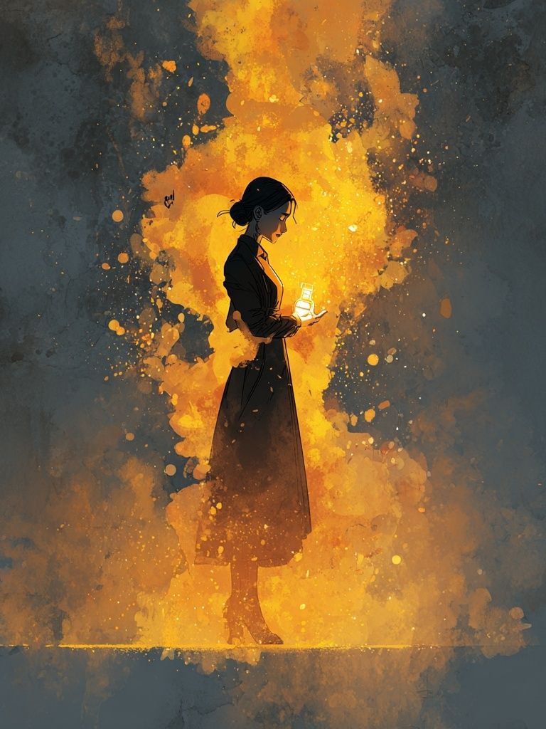 Lantern Woman Illustration Poster. poster — illustration art