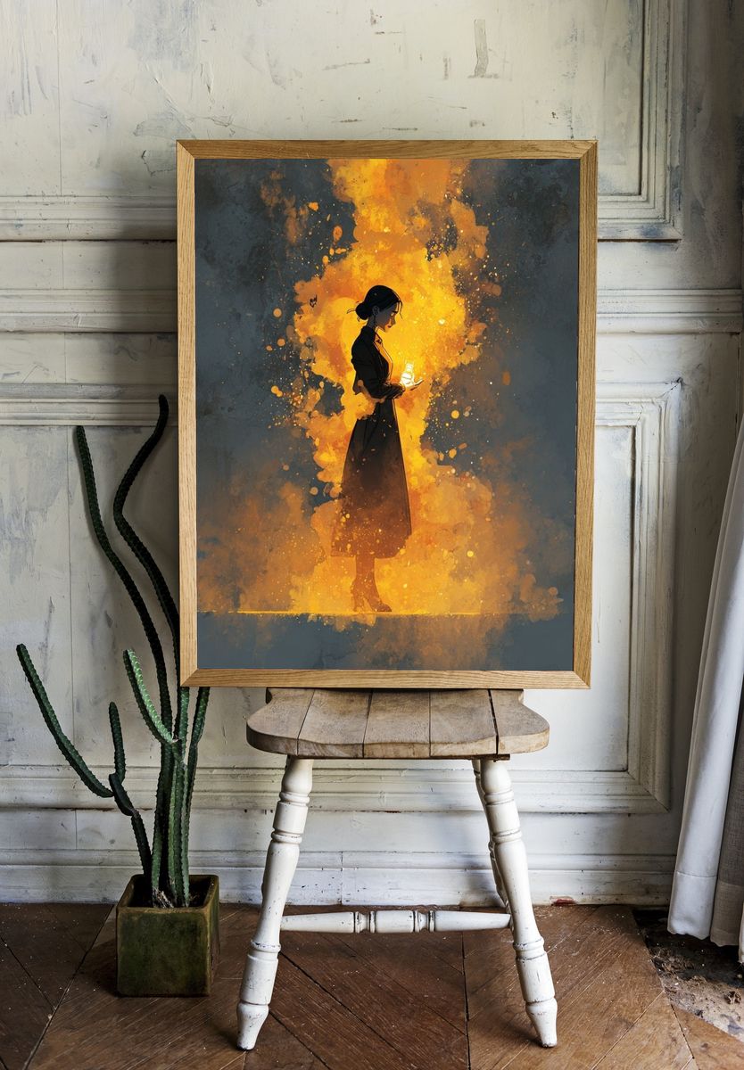 Lantern Woman Illustration Poster. room preview