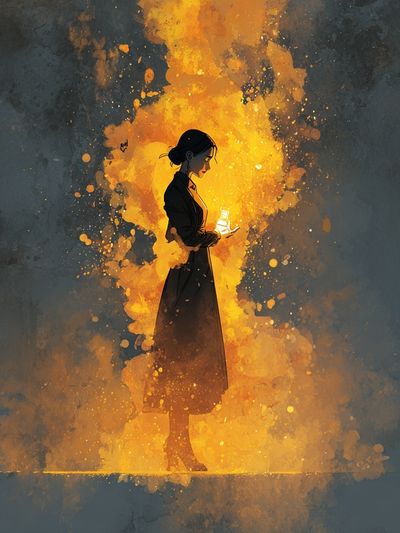 Lantern Woman Illustration Poster. poster