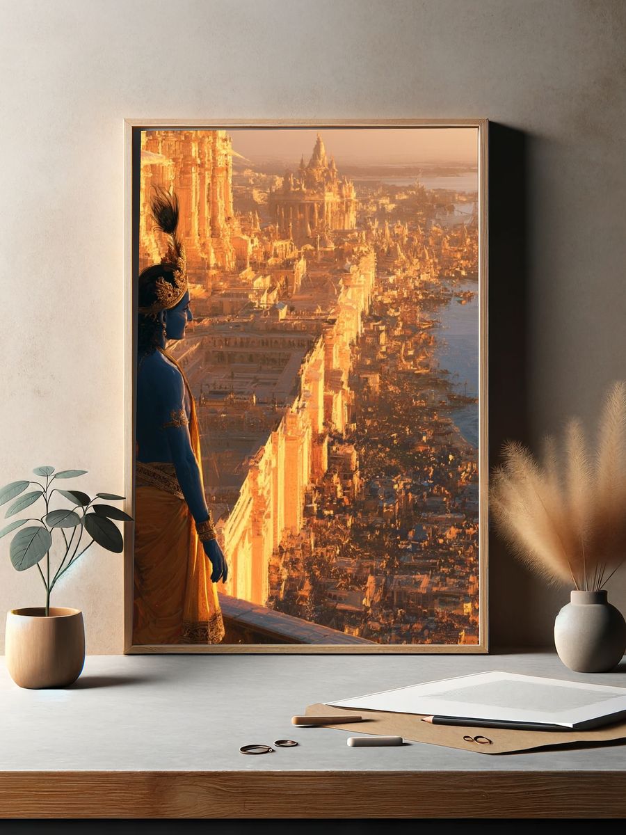 Mythic Cityscape Illustration Poster. — room view 2