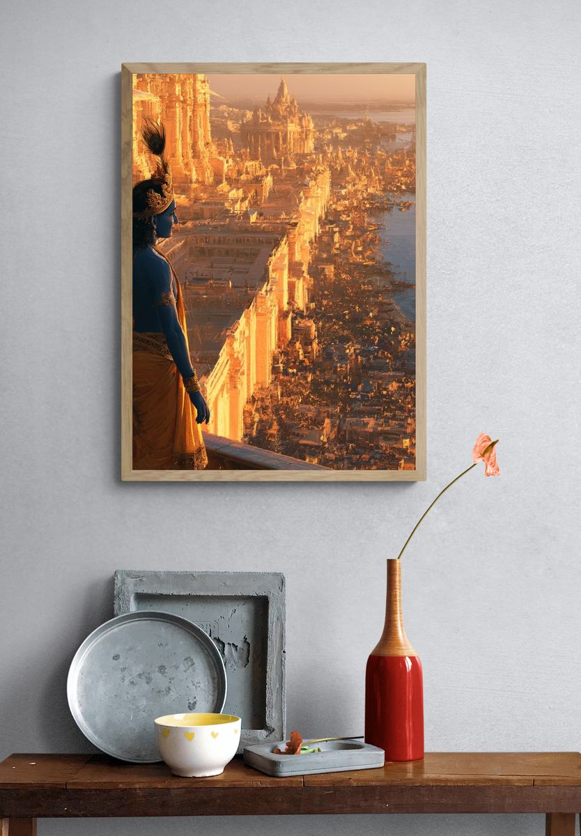 Mythic Cityscape Illustration Poster. — room view 3