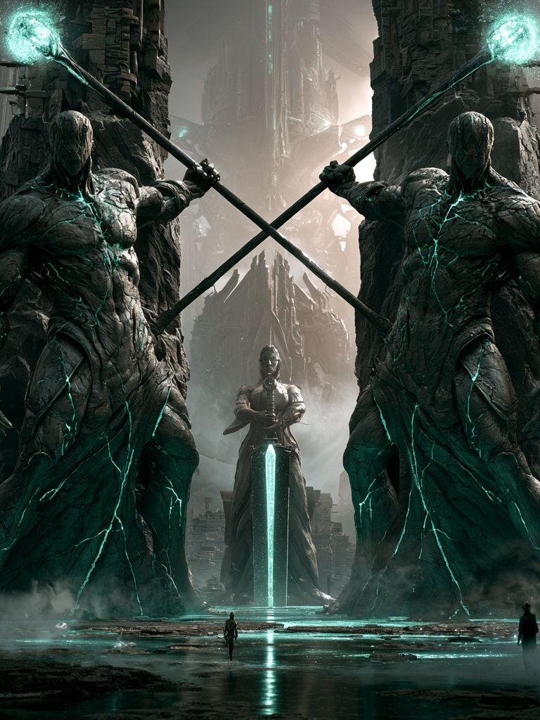 Ancient Guardians Sci-Fi Poster. poster — illustration art