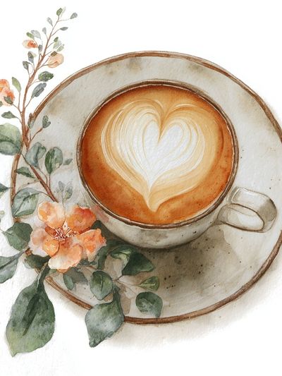 Floral Latte Watercolor Poster. poster print