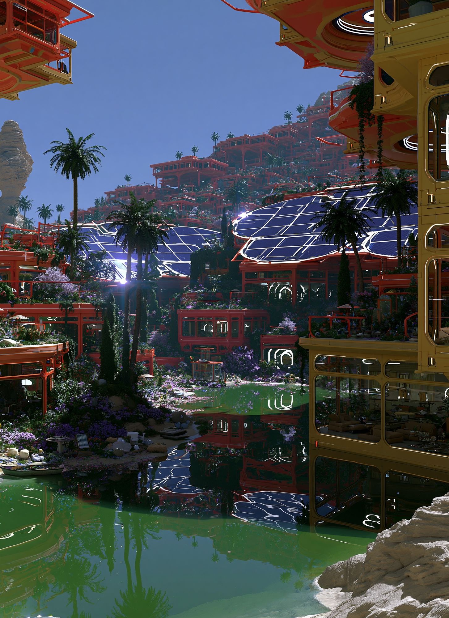 Futuristic Oasis Resort Poster. poster detail