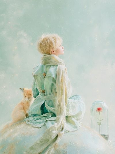 Dreamy Child and Fox Illustration Print.