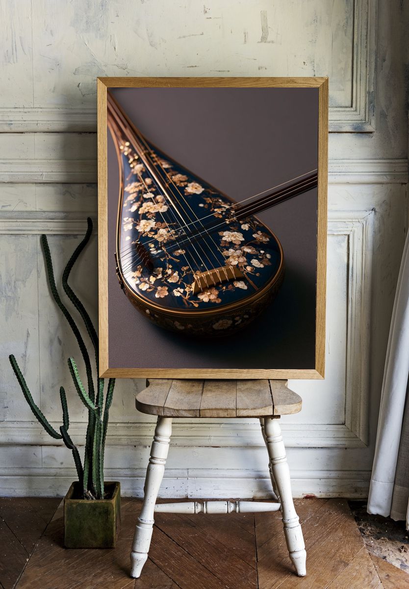 Decorative String Instrument Print. — room view 1
