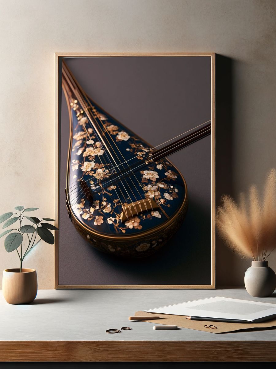 Decorative String Instrument Print. — room view 2