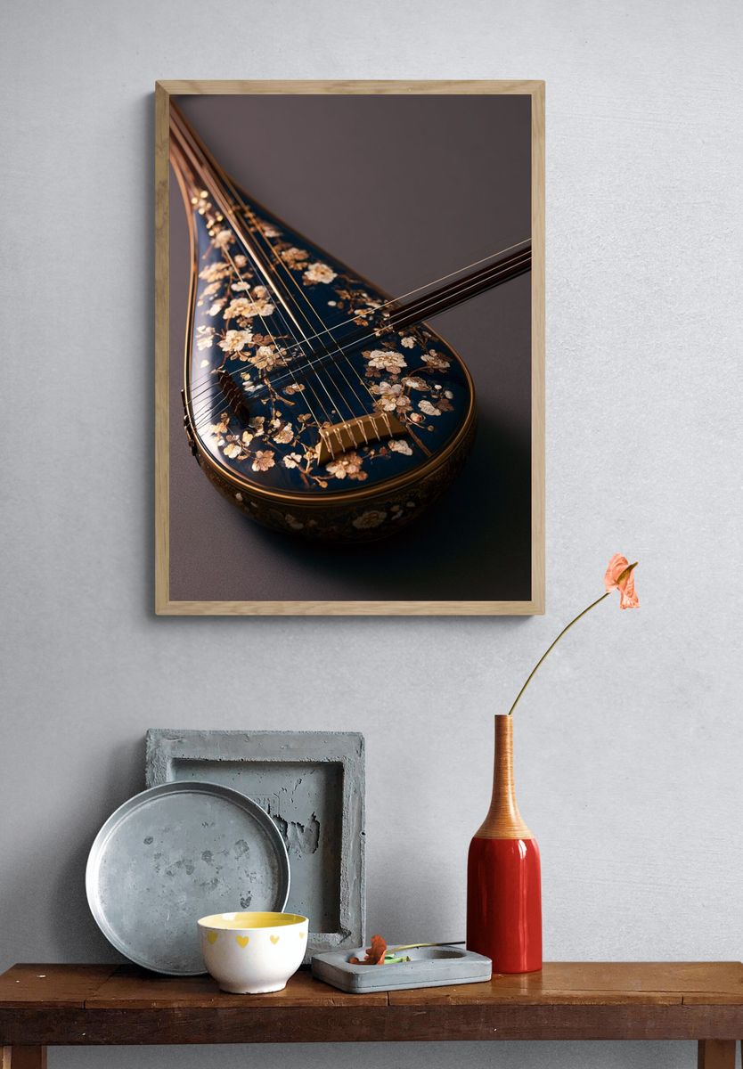 Decorative String Instrument Print. — room view 3