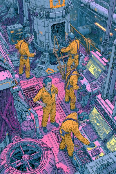 Space Station Crew Digital Art Poster.