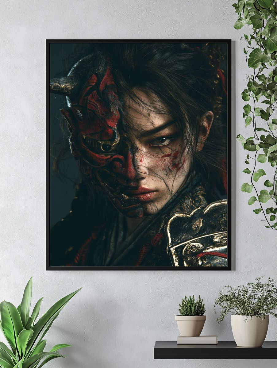 Samurai Demon Portrait Print. — room view 4