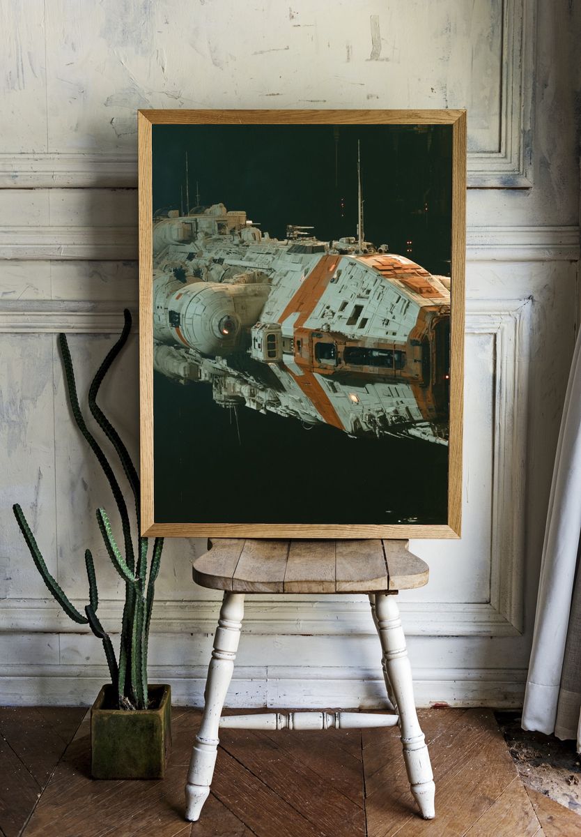 Industrial Spacecraft Illustration Poster. — room view 1
