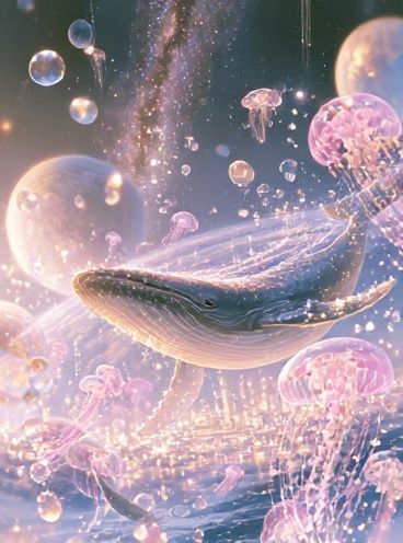 Celestial Whale Dreamscape Poster. poster — illustration art