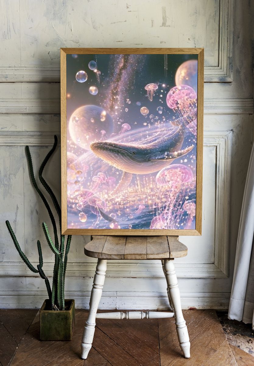 Celestial Whale Dreamscape Poster. — room view 1