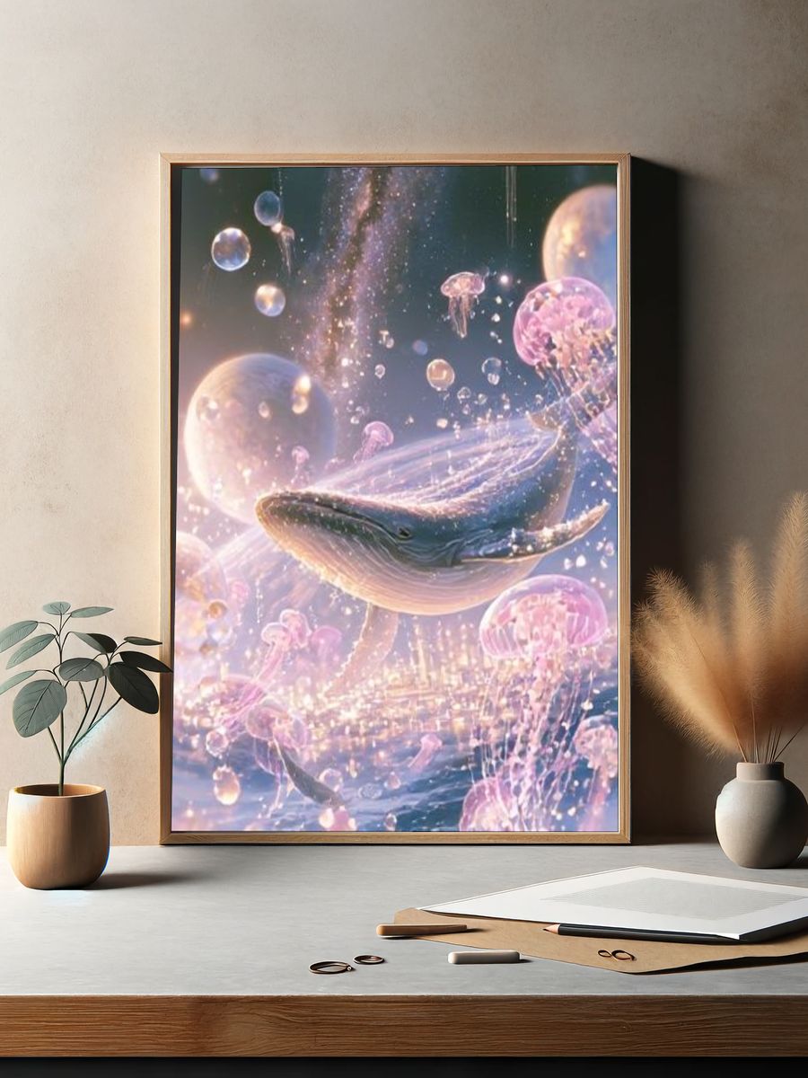 Celestial Whale Dreamscape Poster. — room view 2