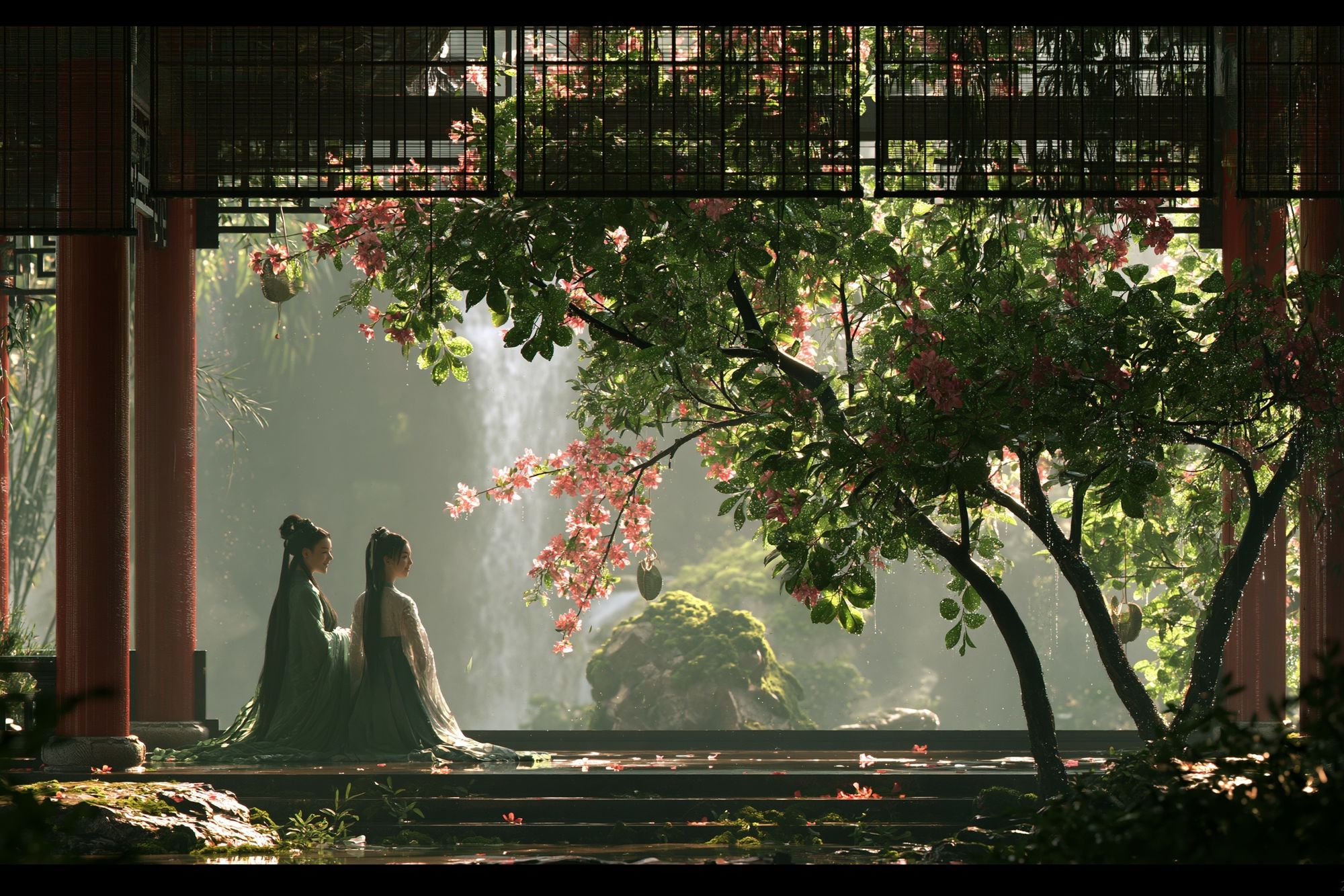 Serene Garden Temple Print. poster detail