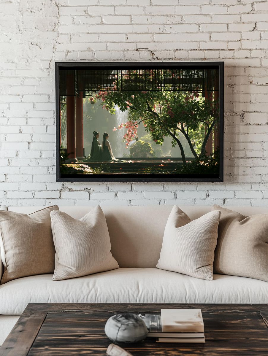 Serene Garden Temple Print. — room view 1