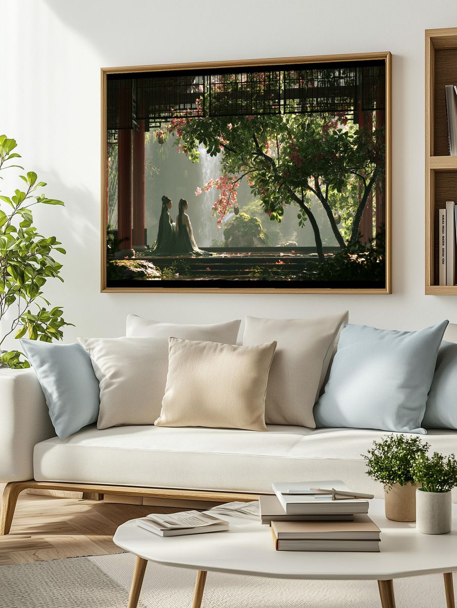 Serene Garden Temple Print. — room view 2