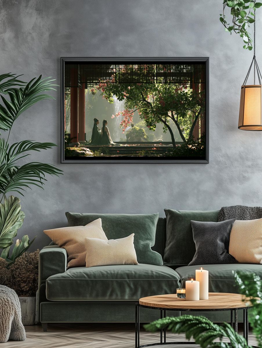 Serene Garden Temple Print. — room view 4