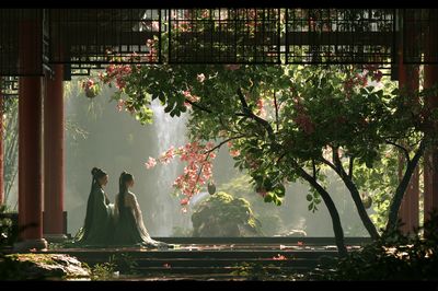 Serene Garden Temple Print. poster