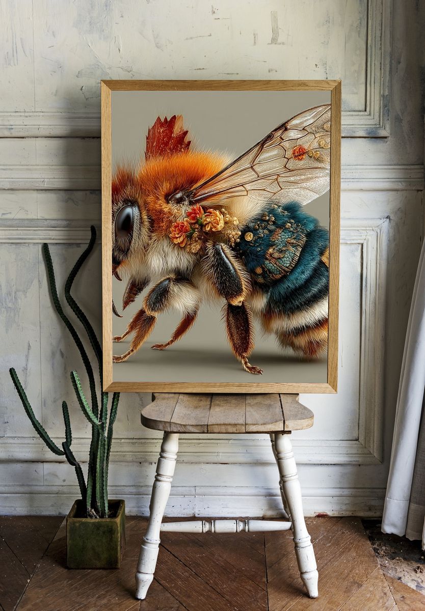 Decorative Bee Illustration Poster room preview